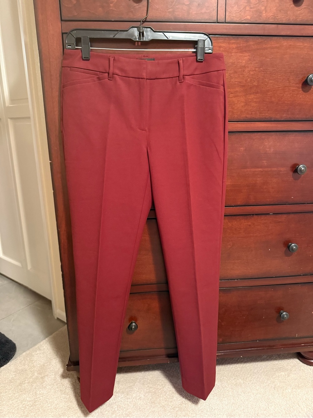 White House Black Market Brick Red Tailored Ponte Ankle Pants